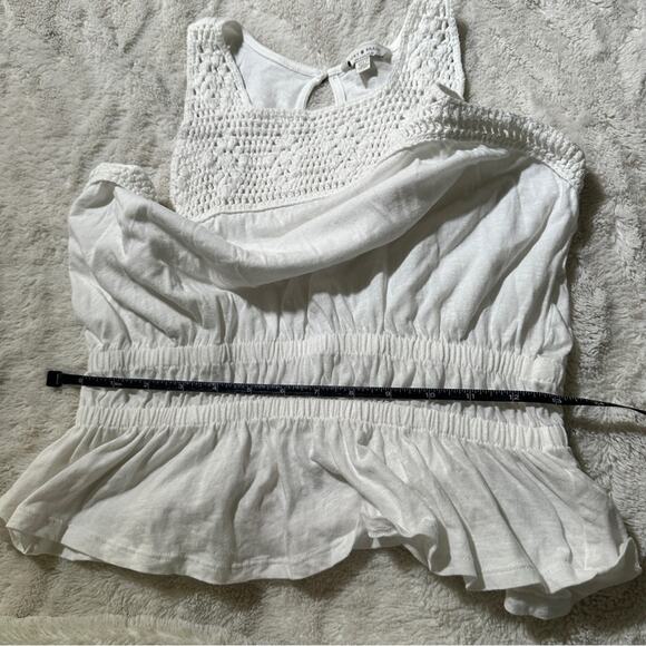 Lucky Brand Size XS White Crochet Lace Peplum Top Tank Cottagecore Coastal Beach - Picture 13 of 13